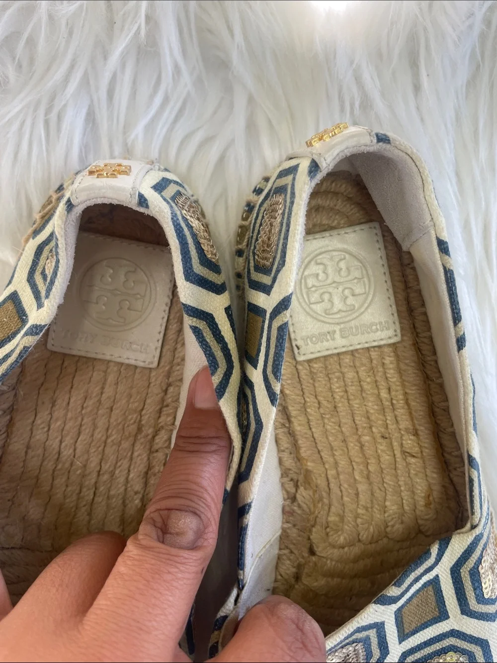 Tory Burch Cecily Sequin Embellished Canvas Espadrilles
